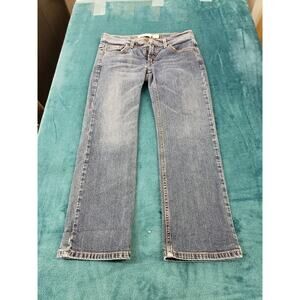 Express Jeans Size 2 Womens Blue Stretch Pants Denim Mid Rise Straight Cropped